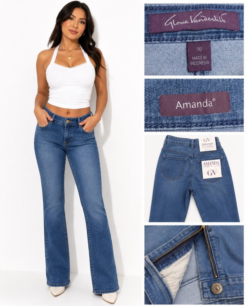 NWT Vintage Gloria Vanderbilt Amanda Straight Leg Jeans Size 10 Medium Wash